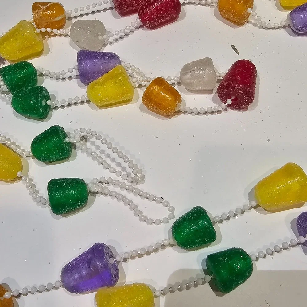 VTG Sugared‎ Gumdrop Christmas Garland Red Green White Purple Yellow 32 Feet
